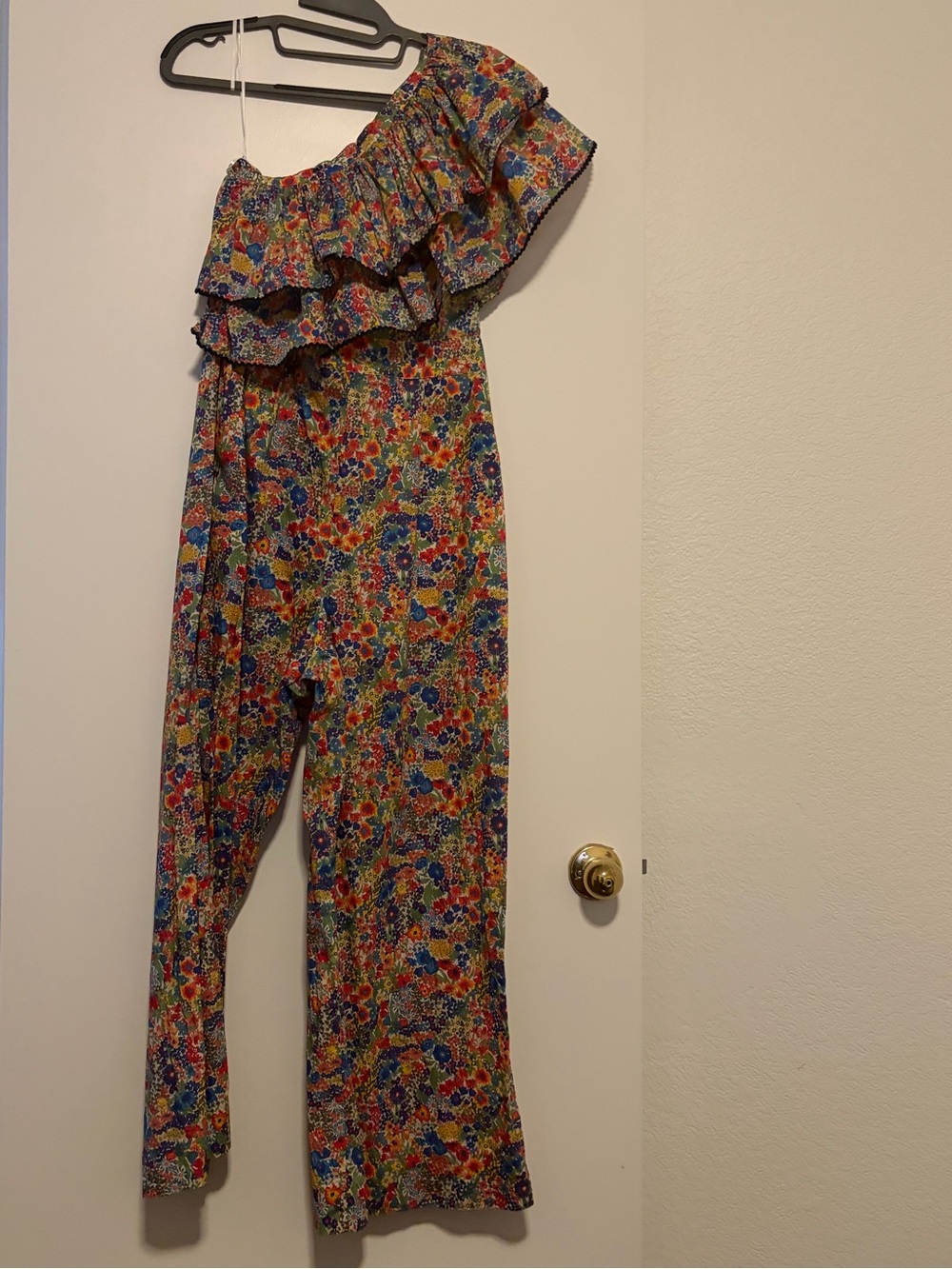 J. Crew Floral One-Shoulder Ruffle Jumpsuit - Multicolor